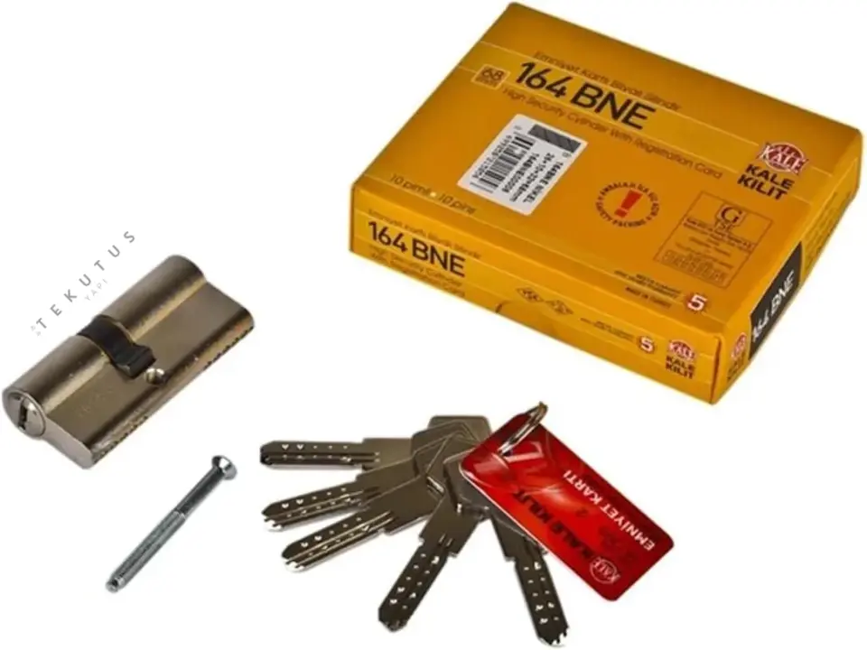 Kale 164 BNE 68 mm Emniyet Kartlı Bilyalı Silindir Kilit Nikel - 5 Anahtarlı